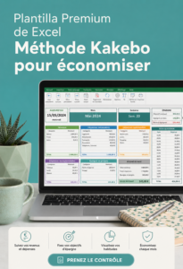 Une illustration de la méthode Kakebo pour gérer son budget personnel, intégrant un carnet et un stylo.