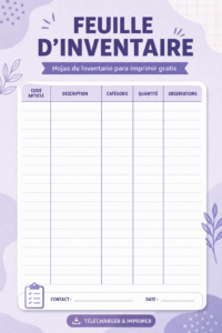 Modèle de feuille d'inventaire disponible en téléchargement gratuit