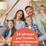 Une citation inspirante sur des petites cartes, illustrant les liens familiaux.