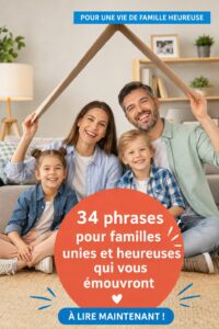 Une citation inspirante sur des petites cartes, illustrant les liens familiaux.
