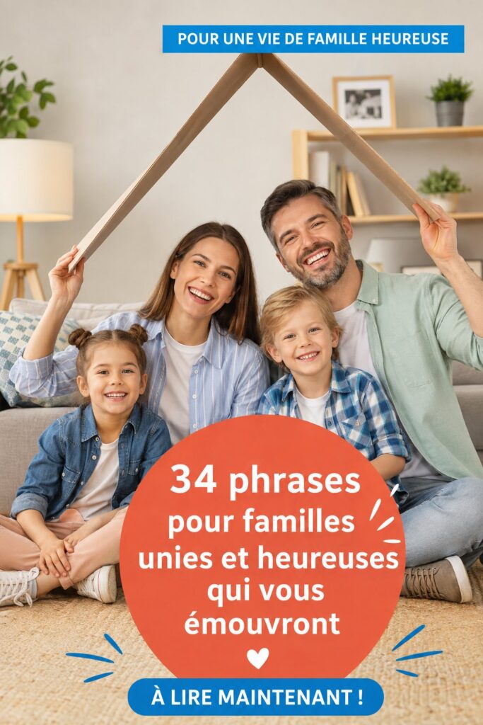 Une citation inspirante sur des petites cartes, illustrant les liens familiaux.