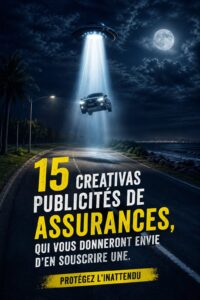 Collage d'affiches publicitaires d'assurance créatives avec des designs variés.
