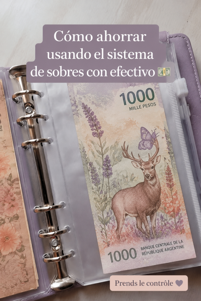 Une femme souriante utilisant le système des enveloppes pour gérer ses finances.