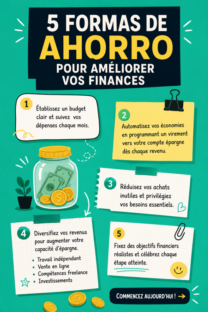 Femme souriante utilisant une application pour gérer son budget et épargner.