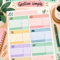 Un modèle de budget estival sur une table avec des calculatrices et des fournitures de bureau.
