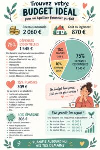 Femme souriante consultant son budget au café