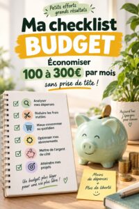 Checklist budget avec des conseils pour économiser entre 100 et 300€ par mois
