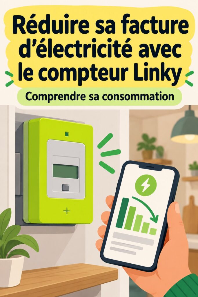 Un compteur Linky installé sur un mur, indiquant la consommation d'électricité.