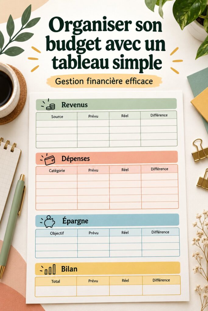 Personne créant un tableau de budget sur son ordinateur portable, entourée de documents financiers.