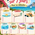 Une femme heureuse sur la plage avec un livre pour évoquer des vacances relaxantes à budget maîtrisé.