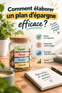 Image d'une femme souriante faisant des calculs avec un carnet pour établir un plan d'épargne.