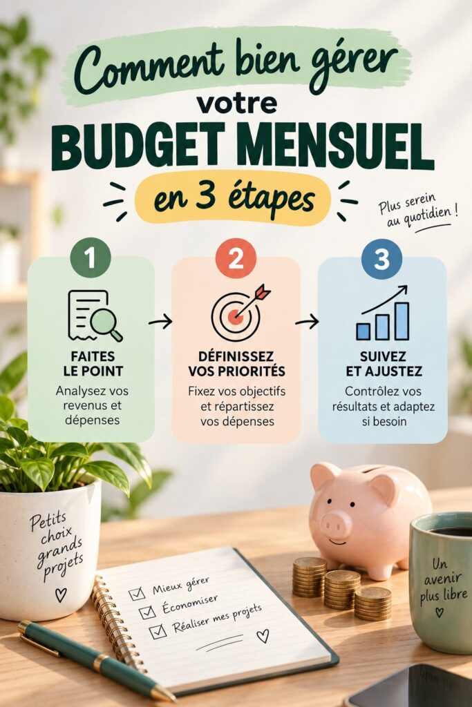 Femme examinant son budget avec un ordinateur et un carnet, représentant la gestion financière.