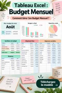 Un tableau Excel avec des colonnes de budget mensuel et des dépenses personnelles