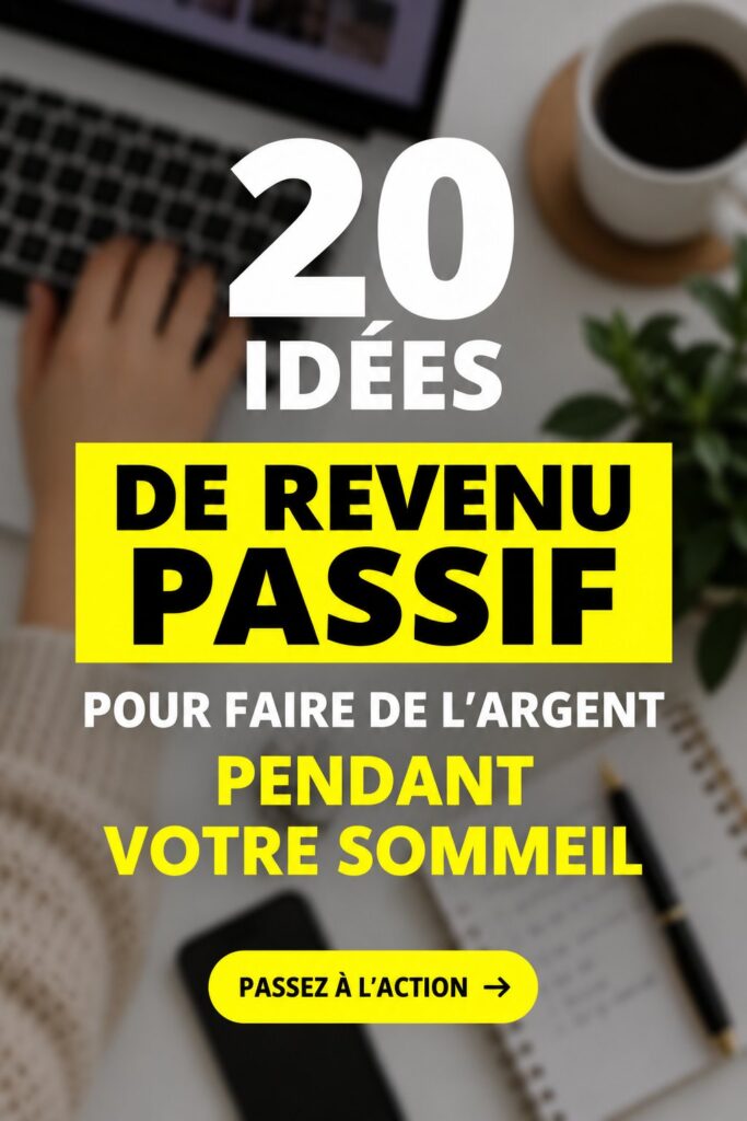 Femme souriante au travail sur ordinateur, développant des idées de revenu passif