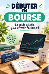 Femme souriante regardant des graphiques boursiers sur un ordinateur, représentant le thème de l'investissement en bourse facilement