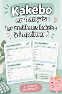 Un kakebo imprimé ouvert sur une table avec un stylo.