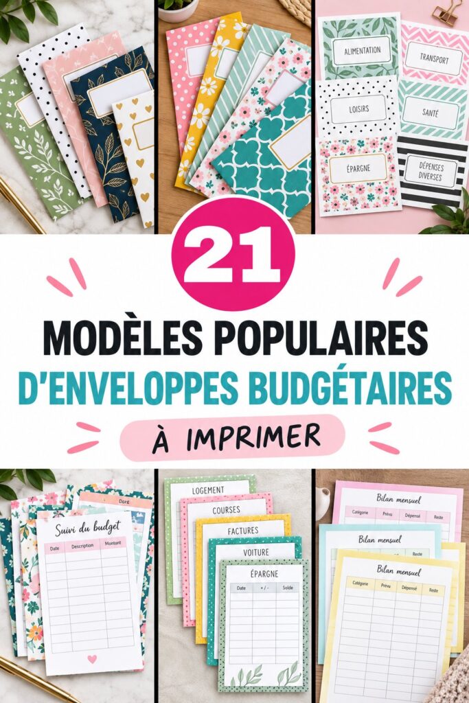 Modèles d'enveloppes budgétaires colorées sur une table