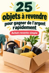 Tableau illustrant des objets divers à vendre pour gagner de l'argent facilement.