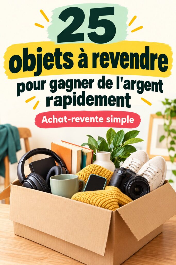 Tableau illustrant des objets divers à vendre pour gagner de l'argent facilement.