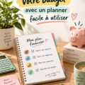 Illustration d'un planner de budget ouvert avec des notes financières