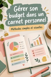 Femme méditant en utilisant un bullet journal pour gérer son budget.