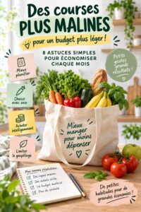 Femme dans un supermarché en train de vérifier sa liste de courses