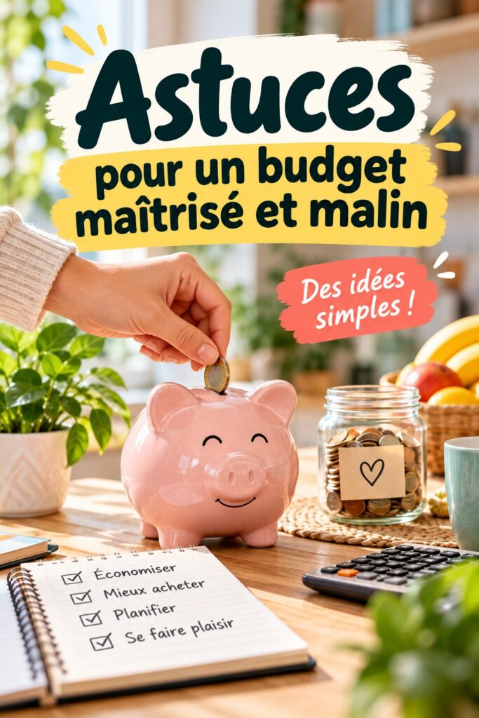 Femme souriante tenant un carnet de budget et un stylo