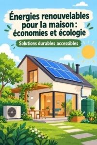 Femme heureuse devant des panneaux solaires sur sa maison, représentant les énergies renouvelables
