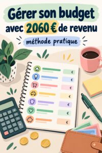 Femme travaillant sur son budget avec un carnet et une tasse de café.