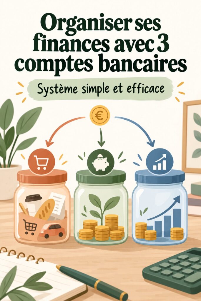 Illustration de la méthode des 3 banques pour gérer ses finances personnelles.