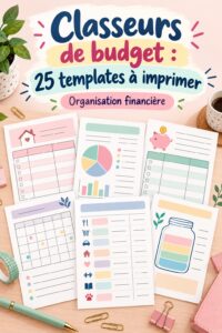 Modèles de classeurs de budget à imprimer, designs variés.