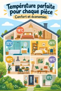 Illustration de la température idéale pour chaque pièce de la maison